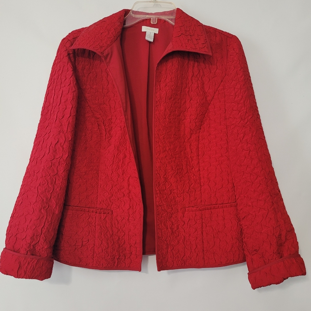 Chico's Texured Red Open Front Blazier Jacket Chico's size 1 (M/8)